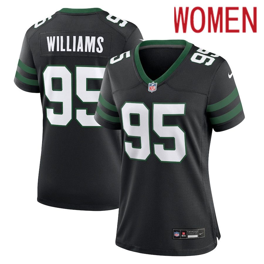 Women New York Jets #95 Quinnen Williams Nike Legacy Black Alternate Game NFL Jersey